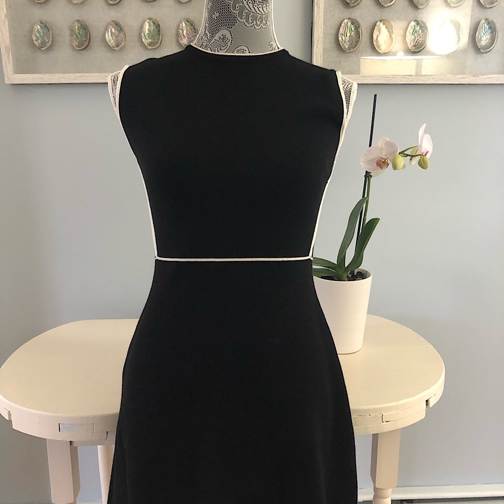 Black knit dress with white detail